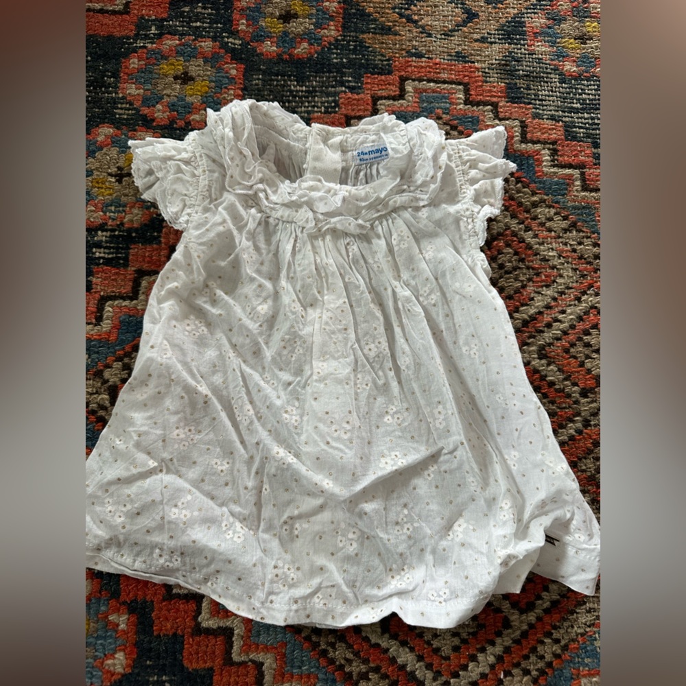 Mayoral Cream floral ruffle top, 24 months